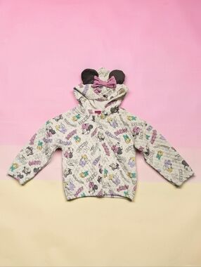 DISNEY Character Jacket With Minnie Mouse Ears With Bow On Hoodie. Size 4T.